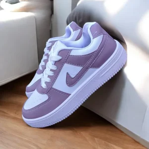 Women's White Korean Style Casual Sneakers Summer Running Low-Top Flat Shoes with Lace-Up Closure Mesh Insole